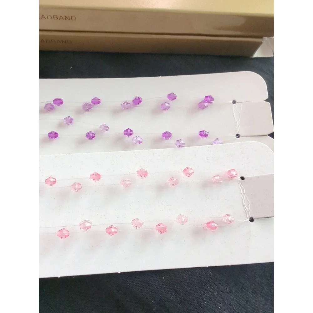 Vintage Avon 2 Pack Double Illusion Head Bands In Pink‎ And Purple In Box
